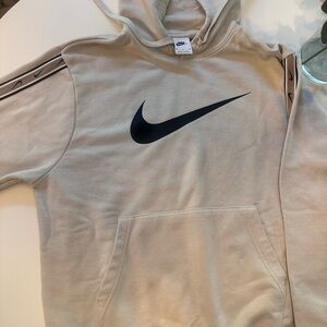 Nike Men's Beige Hoodie with Black Logo